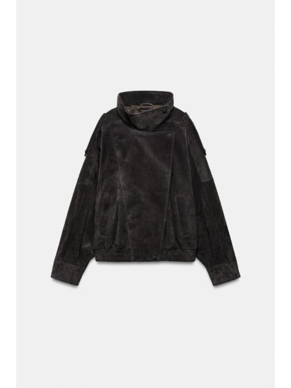 ZARA 100% SUEDE BIKER JACKET WITH COVERED BUTTONS - Picture 6 of 9
